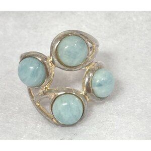 Italy Sterling Silver Marked Multi-Stone Larimar Gemstones Ring Size 10 Estate S